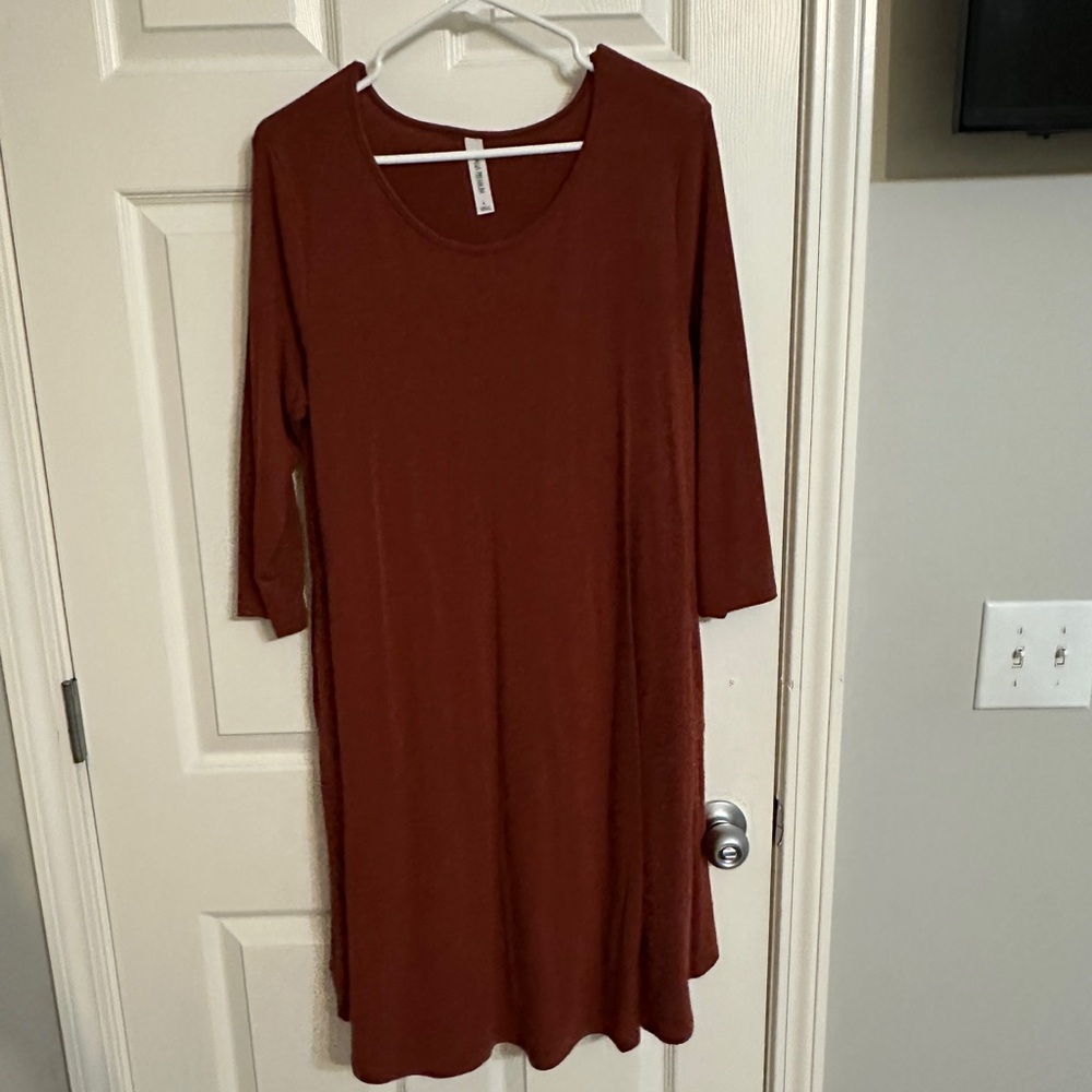 Zenana Outfitters Terracotta Long Sleeve Dress